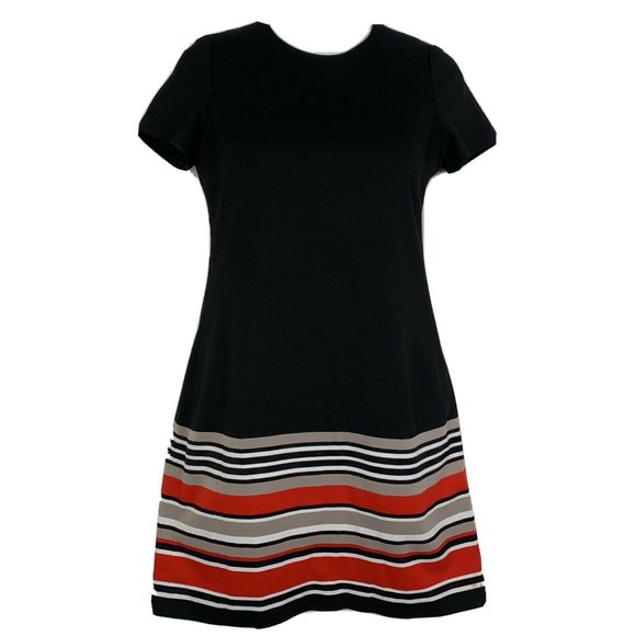 Calvin Klein Dress Black Size 2 Petite Exposed Zipper Round Neck Short Sleeve - Picture 2 of 10